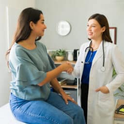 Woman at a doctor's office