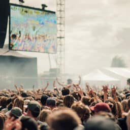An energetic crowd at a music festival.